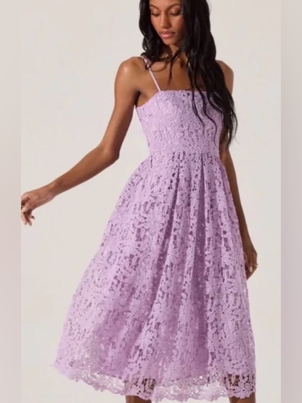 NWT ASTR the label purple lacework midi dress large